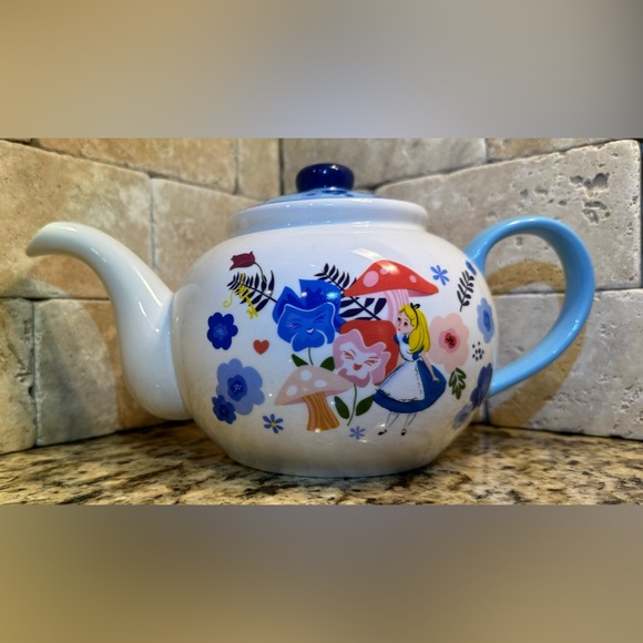Disney Other - Disney Alice in Wonderland Ceramic Tea Pot with Fitted Lid Top